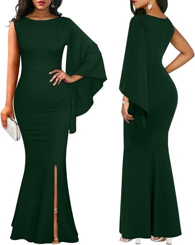 ZonJie Women's Formal Dress Sexy Elegant Short Sleeve Off Shoulder Bodycon Long Evening Party Wedding Guest Dresses in Kuwait