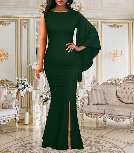 ZonJie Women's Formal Dress Sexy Elegant Short Sleeve Off Shoulder Bodycon Long Evening Party Wedding Guest Dresses in Kuwait