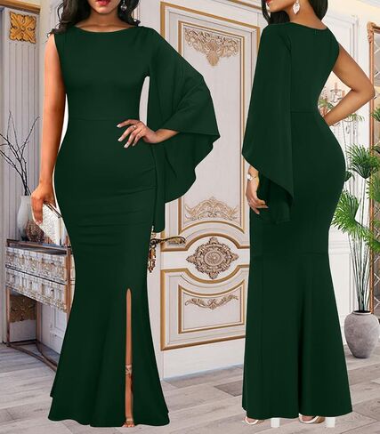 ZonJie Women's Formal Dress Sexy Elegant Short Sleeve Off Shoulder Bodycon Long Evening Party Wedding Guest Dresses in Kuwait