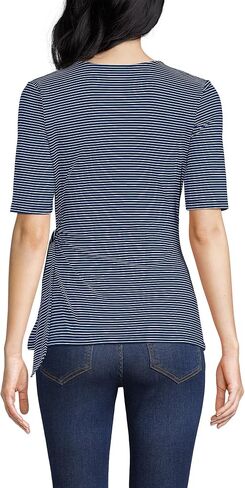 Lands' End Women's Elbow Sleeve Lightweight Jersey Side Tie Blouse in Saudi Arabia