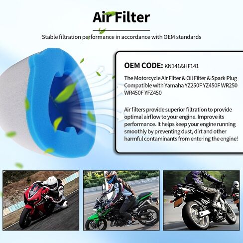 17213-KRN-850 مرشح الهواء + مرشح الزيت شرارة الإشعال توصيل ضبط مجموعات الاستبدال ل yamaha yz250f yz250 f yz450f yz450 f wr250 WR 250 WR450F WR450 F YFZ450 YFZ 450 YFM125 Grizzly 125 Hunter 2005-2008 in Saudi Arabia