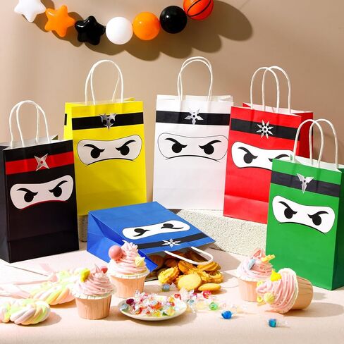 Ninja Gift Bags with Handles Ninja Birthday Party Decorations Party Favor Gift Supplies Candy Treat Bags for Kids(24 Pcs) in Saudi Arabia