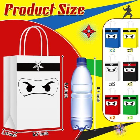Ninja Gift Bags with Handles Ninja Birthday Party Decorations Party Favor Gift Supplies Candy Treat Bags for Kids(24 Pcs) in Saudi Arabia
