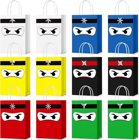 Ninja Gift Bags with Handles Ninja Birthday Party Decorations Party Favor Gift Supplies Candy Treat Bags for Kids(24 Pcs) in Saudi Arabia