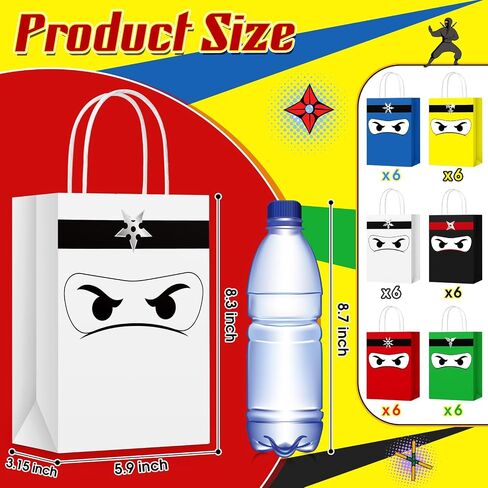 Ninja Gift Bags with Handles Ninja Birthday Party Decorations Party Favor Gift Supplies Candy Treat Bags for Kids(24 Pcs) in Saudi Arabia
