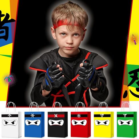 Ninja Gift Bags with Handles Ninja Birthday Party Decorations Party Favor Gift Supplies Candy Treat Bags for Kids(24 Pcs) in Saudi Arabia