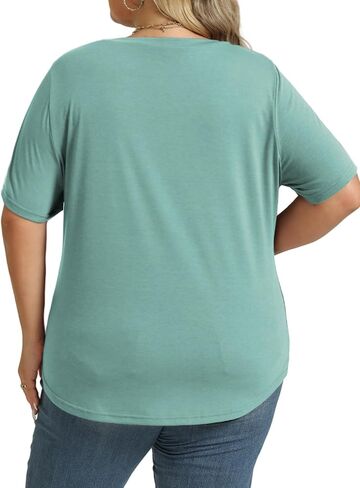 Rosriss Womens-Plus-Size-Top-Top-Tops Discual Short Scoop Scoop Neck Summer Summer in Saudi Arabia