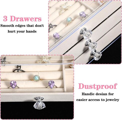 منظم مجوهرات أكريليك من 3 مستويات مع بطانة مخملية ، صندوق مجوهرات أكريليك أنيقة للتخزين الخالي من الغبار ، صندوق مخملي متعدد الاستخدامات مع مقصورات قابلة للتعديل لتنظيم مخصص in Kuwait