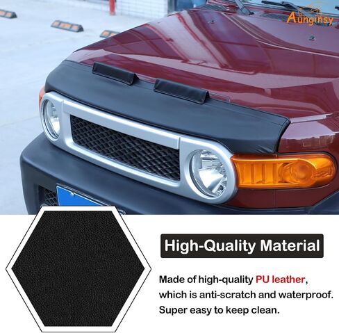 حماية محرك السيارة Aunginsy حماية محرك السيارة المتوافقة مع تويوتا FJ Cruiser 2007-2024 غطاء محرك السيارة الأمامي غطاء محامي جلدي نصف غطاء محرك غطاء محرك السيارة الأمامي غطاء محرك السيارة محرك أقناصة الخارجي in Saudi Arabia