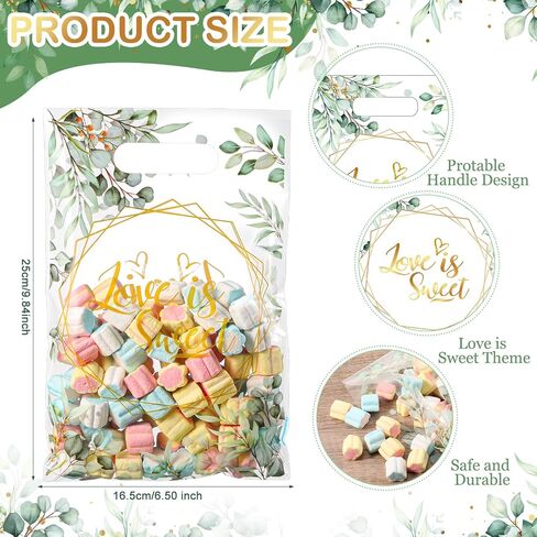 50 Pcs Baby Shower Party Favors Bags Baby Plastic Drawstring Gift Candy Goodies Treat Bags for Guest Greenery Woodland Theme Baby Boy Girl Birthday Gender Reveal Decor Supplies 9 x 6 Inch in Saudi Arabia