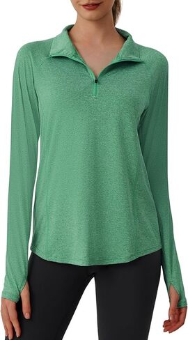 beroy Women's 1/4 Zip Shirts Pullover Long Sleeve Thumb Holes Workout Athletic Hiking Running Cycling Shirt with Pocket in Kuwait
