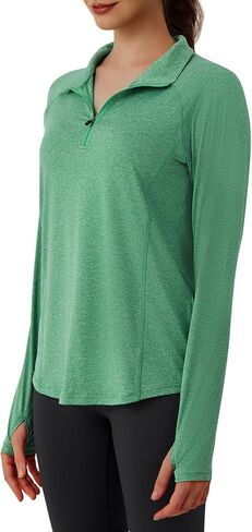 beroy Women's 1/4 Zip Shirts Pullover Long Sleeve Thumb Holes Workout Athletic Hiking Running Cycling Shirt with Pocket in Kuwait