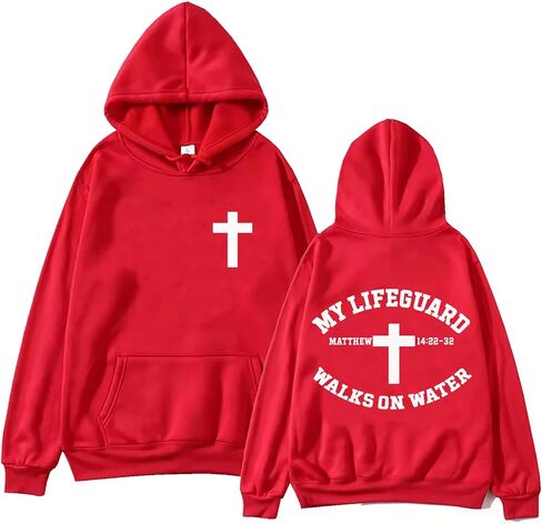 My Lifeguard Walks On Water Hoodie Christian Bible Verse Hoodies Religious Sweatshirt in Saudi Arabia