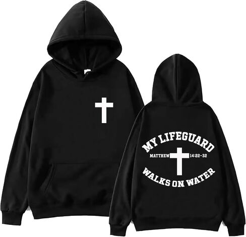 My Lifeguard Walks On Water Hoodie Christian Bible Verse Hoodies Religious Sweatshirt in Saudi Arabia