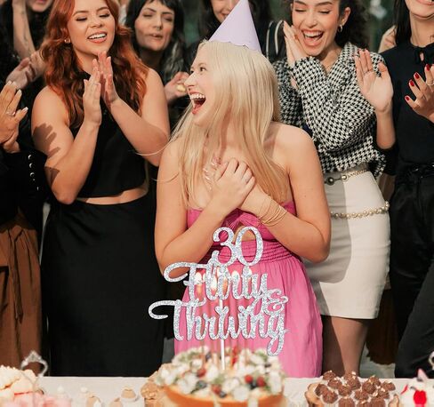 30 Flirty & Thriving Cake Topper, Cheers to 30 Years/30 & Fabulous Cake Decor, Happy 30th Birthday Anniversary Party Decorations Supplies, Gold Glitter in Kuwait