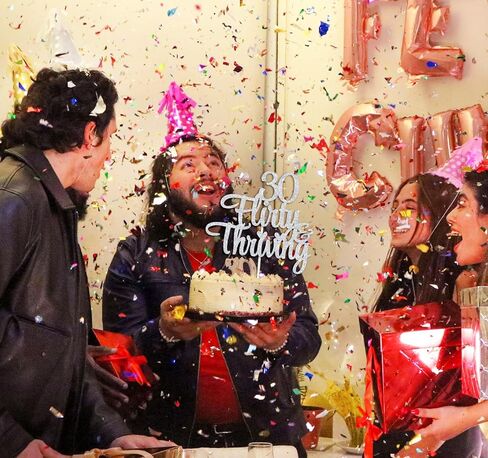 30 Flirty & Thriving Cake Topper, Cheers to 30 Years/30 & Fabulous Cake Decor, Happy 30th Birthday Anniversary Party Decorations Supplies, Gold Glitter in Kuwait