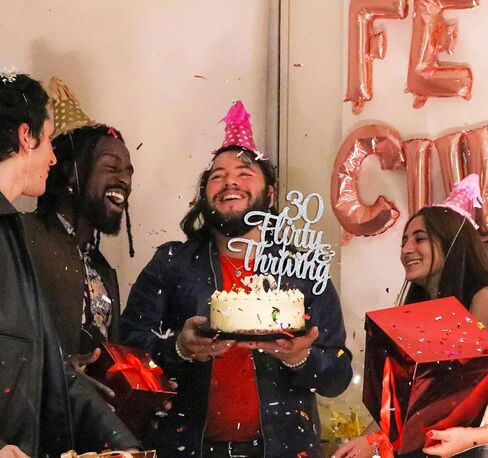 30 Flirty & Thriving Cake Topper, Cheers to 30 Years/30 & Fabulous Cake Decor, Happy 30th Birthday Anniversary Party Decorations Supplies, Gold Glitter in Kuwait