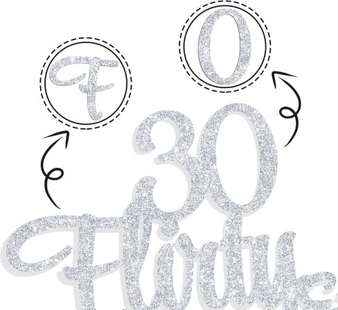 30 Flirty & Thriving Cake Topper, Cheers to 30 Years/30 & Fabulous Cake Decor, Happy 30th Birthday Anniversary Party Decorations Supplies, Gold Glitter in Kuwait