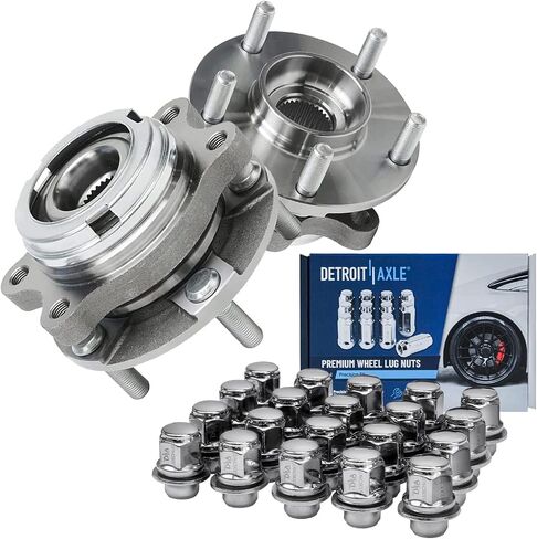 Detroit Axle - مجموعة محامل العجلات الأمامية لـ Infiniti QX50 QX60 JX35 NISSAN Altima Maxima Quest Murano Pathfinder ، 2 Wheel Bearing & Hubs 20 Wheel Lug Nuts Present in Saudi Arabia