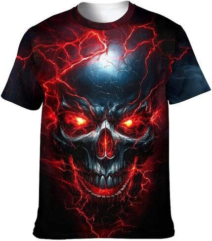Men's Skull Graphic T-Shirt Summer Short Sleeve Tops in Saudi Arabia