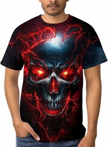 Men's Skull Graphic T-Shirt Summer Short Sleeve Tops in Saudi Arabia