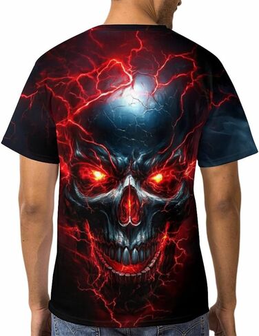 Men's Skull Graphic T-Shirt Summer Short Sleeve Tops in Saudi Arabia