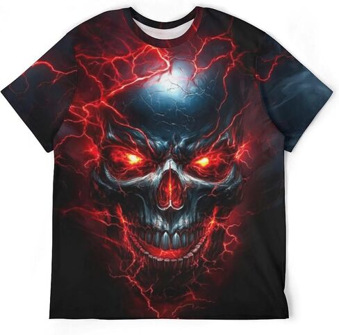 Men's Skull Graphic T-Shirt Summer Short Sleeve Tops in Saudi Arabia
