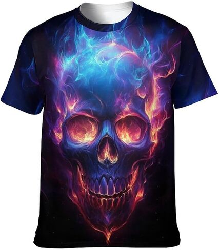 Men's Skull Graphic T-Shirt Summer Short Sleeve Tops in Saudi Arabia