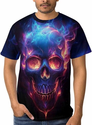 Men's Skull Graphic T-Shirt Summer Short Sleeve Tops in Saudi Arabia