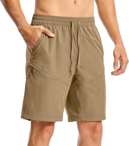 Rdruko Men's Hiking Shorts 9'' Quick Dry Lightweight Work Cargo Outdoor Elastic Waist Shorts with Zipper Pockets in Saudi Arabia