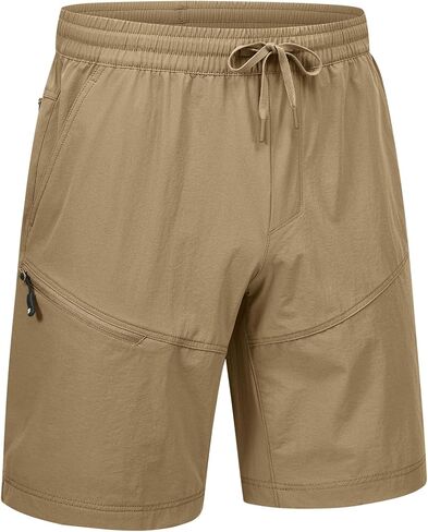 Rdruko Men's Hiking Shorts 9'' Quick Dry Lightweight Work Cargo Outdoor Elastic Waist Shorts with Zipper Pockets in Saudi Arabia