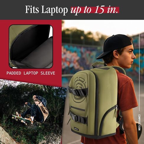 حقيبة ظهر Mohave العنصر ، كمبيوتر محمول 15 بوصة ، حقيبة كمبيوتر مبطنة للتنقل أو السفر ، الأخضر ، حجم واحد in Kuwait