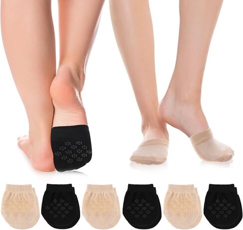 6 Pairs Half Socks for Mules Toe Topper Socks Women for Mules and Slides No Show Toe Covers Women's Mule Toes Toppers Liner Non Slip Hidden Toes Covers Mule Sock (Nude Black) in Saudi Arabia