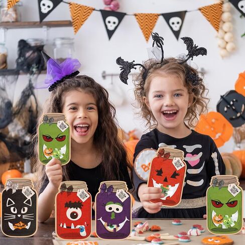Giiffu 48 Pack Easter Cards for Kids, Happy Easter Mason Jar Paper Card Craft Bulk, Funny DIY Easter Gifts for Classroom School Exchange Kids Easter Party Favors(Candy Not Included) in Saudi Arabia
