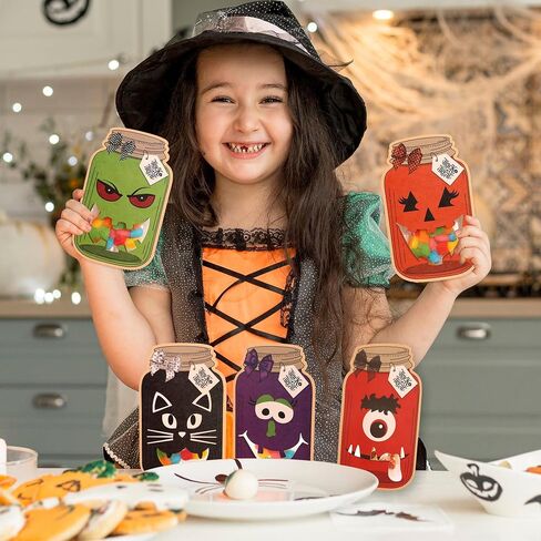 Giiffu 48 Pack Easter Cards for Kids, Happy Easter Mason Jar Paper Card Craft Bulk, Funny DIY Easter Gifts for Classroom School Exchange Kids Easter Party Favors(Candy Not Included) in Saudi Arabia
