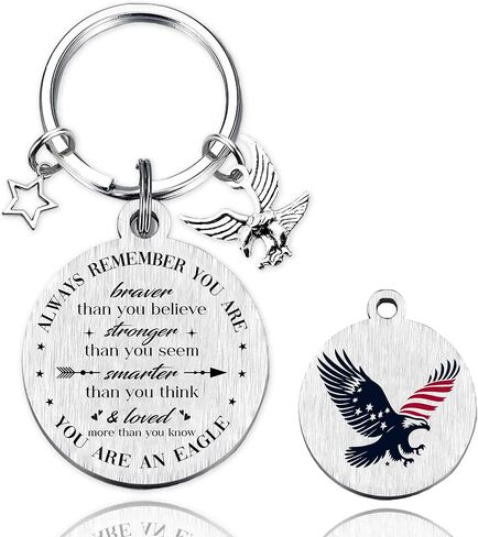 Patriots Gifts American Flag Keychain - America United States Map Keychains, Inspirational USA Souvenir Keyring for Men Women in Kuwait