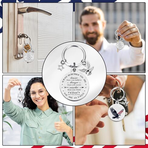 Patriots Gifts American Flag Keychain - America United States Map Keychains, Inspirational USA Souvenir Keyring for Men Women in Kuwait