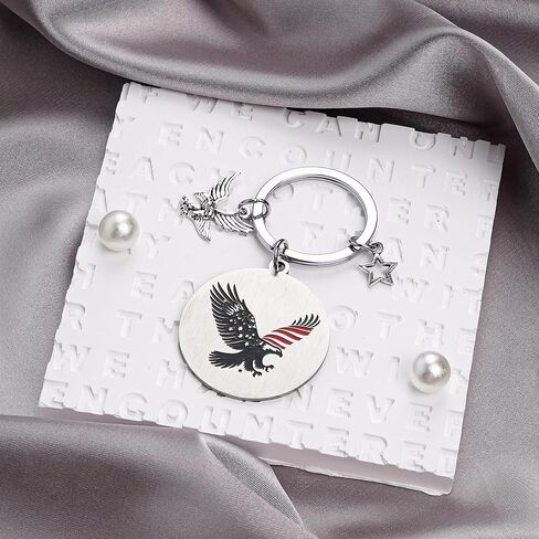 Patriots Gifts American Flag Keychain - America United States Map Keychains, Inspirational USA Souvenir Keyring for Men Women in Kuwait