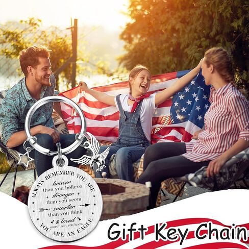 Patriots Gifts American Flag Keychain - America United States Map Keychains, Inspirational USA Souvenir Keyring for Men Women in Kuwait