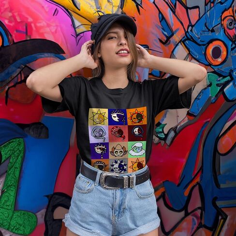 T-Shirt Sun Sleeve and Girl Moon Unisex Show Friend Gang Family Women Boy Gift for Men Multicoloured in Saudi Arabia