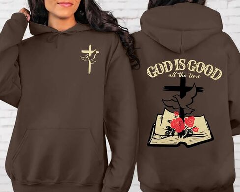 MAXIMGR Christian Sweatshirts for Women God Is Good Hoodies Oversized Jesus Religious Sweater Bible Verse Pullover Tops in Kuwait