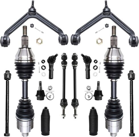 Detroit Axle - 4WD Front 14pc Suspension Kit for 2002-2005 Dodge Ram 1500 2003 2004, 2 Upper Control Arms w/Ball Joints, 2 Lower Ball Joints, 2 CV Axles, 4 Tie Rods, 2 Sway Bars, 2 Boots, Replacement in Saudi Arabia