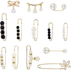 13 PCS Pearl Clothing Pin ، Boux Pearl Brouches for Women's Clothing ، Frooch Brooch for Shaw Jeist Sweater in Kuwait