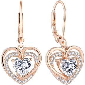 925 Sterling Silver Heart Strains Strains for Women Dainty Danger Drop arics مع Mirdback Drop مع الذهب الوردي المطلي 5A هدايا مجوهرات الزركونيا المجوهرات للزوجة لها in Kuwait