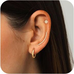 Gold Earrings for Women, Trendy 14K Gold Plated Simple Hypoallergenic Earring Set Dainty Piercing Jewelry Gift in Kuwait