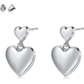 925 Sterling Silver Heart Orains for Women ، S925 Sterling Silver Posts Posts ، Dangle Love Heart Fashion Early Modewallergenic Jewelry (مع صندوق الهدايا) in Kuwait
