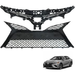 munirater Front Bumper Grille Grill Assembly Upper & Lower Glossy Black 2Pcs Replacement for 2018-2020 Camry SE XSE in Saudi Arabia