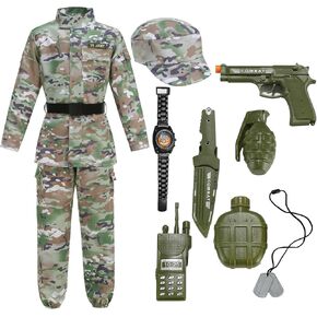 TOONRAIN Kids Army Costume Soldier Costume Set Dress up Military Uniform Outfit for Boys Halloween Role Play Set in Kuwait