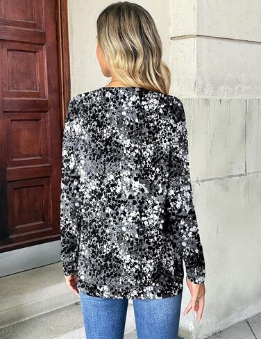 Zeagoo Women's Long Sleeve Shirts Basic Crewneck Blouses Dressy Casual Loose Tunic Tops with Pockets S-XXL in Saudi Arabia