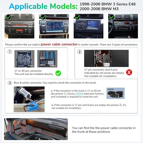 Eonon Car Stereo for BMW 3 Series 325i 330i M3 (E46) 1998-2006, Android 14 Wireless CarPlay Stereo, 9 Inch Touchscreen Android Auto Radio, Bluetooth/SWC/GPS, 3+32G - E46X7 in Kuwait